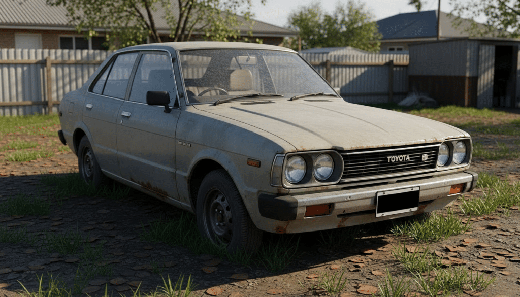 Old unwanted car being removed by a tow truck for cash car removal service in Perth.